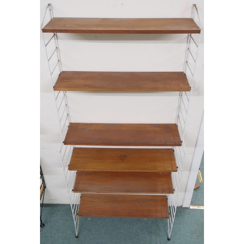 2108 - A MID 20TH CENTURY SWEDISH NISSE STRINNING, STRING MODULAR SHELVING SYSTEM comprising two stepp... 