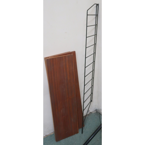 2109 - A MID 20TH CENTURY SWEDISH NISSE STRINNING, STRING MODULAR SHELVING SYSTEM comprising two stepped me... 