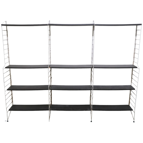 2110 - A MID 20TH CENTURY SWEDISH NISSE STRINNING, STRING MODULAR SHELVING SYSTEM comprising four step... 