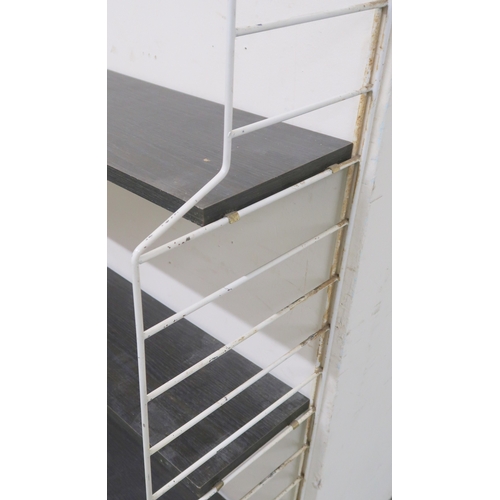 2110 - A MID 20TH CENTURY SWEDISH NISSE STRINNING, STRING MODULAR SHELVING SYSTEM comprising four step... 