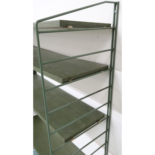 2111 - A MID 20TH CENTURY SWEDISH NISSE STRINNING, STRING MODULAR SHELVING SYSTEM comprising two stepp... 