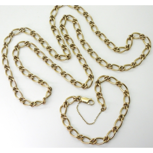 2789 - 9CT CHAIN NECKLACE & BRACELET SETthe fancy curb chain of textured and plain links is made into a... 