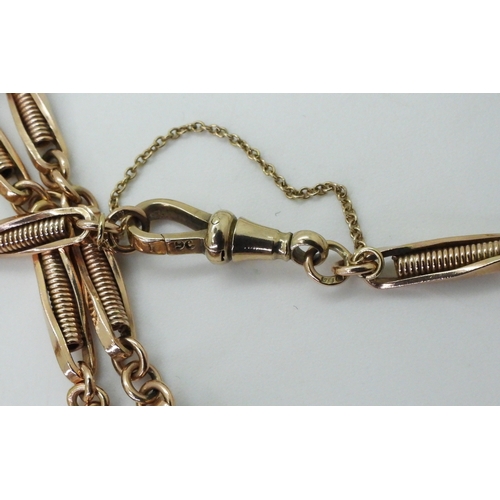 2794 - A 9CT ROSE GOLD GUARD CHAINwith decorative twist links, stamped 9c to the clasp and full 1990 Birmin... 