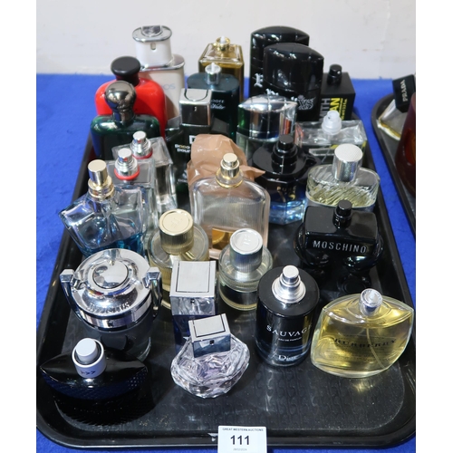 111 - A collection of men's aftershave including Sauvage, Moschino, Invictus, Dior, Ralph Lauren, Paco Rab... 