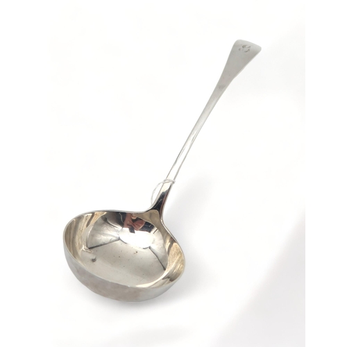 202 - An Edwardian silver soup ladle, by Martin Hall & Co, Sheffield 1912, in the Old English pattern,... 