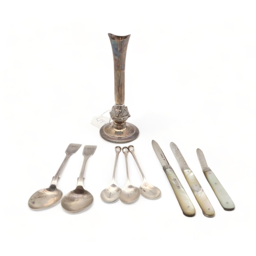 217 - A collection of silver including a specimen vase by David Lawrence silverware, Birmingham, silver an... 