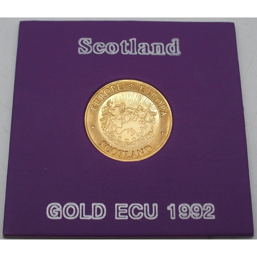 SCOTLAND a rare gold commemorative 200 ECU coin 1992