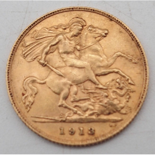 239 - GEORGE V 1/2 Sovereign Coin 1913Obverse bust of King George V facing left GEORGIVS V D.G.BRITT:OMN:R... 