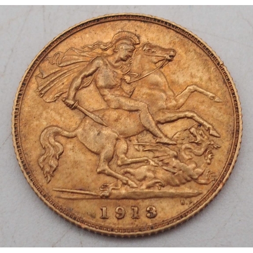 240 - GEORGE V 1/2 Sovereign Coin 1913Obverse bust of King George V facing left GEORGIVS V D.G.BRITT:OMN:R... 