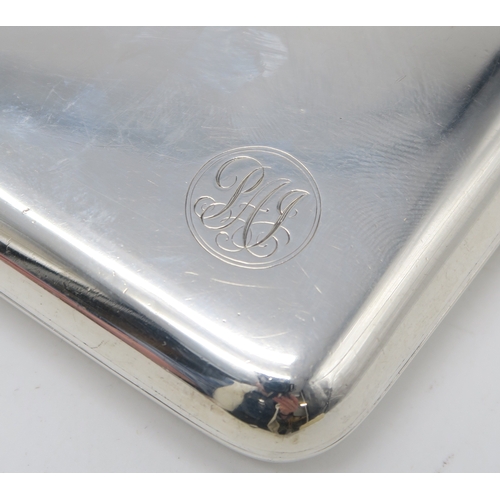 2511 - A GEORGE V SILVER CIGARETTE CASEby Stokes & Ireland, Chester 1915, of square form, inset with a ... 