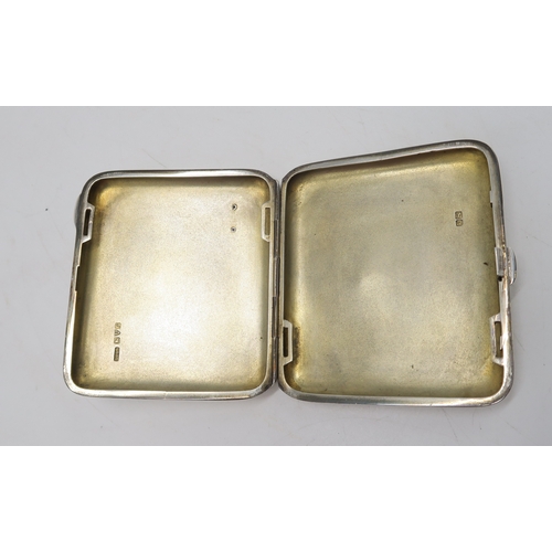 2511 - A GEORGE V SILVER CIGARETTE CASEby Stokes & Ireland, Chester 1915, of square form, inset with a ... 