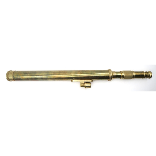 332 - A brass library telescope, of recent manufacture, measuring approx. 77cm in overall length, cased bu... 