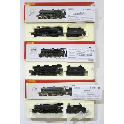 365 - Three Hornby 00-gauge locomotives with tender, boxed - R2360 BR 4-6-0 Class SMT Locomotive Weathered... 