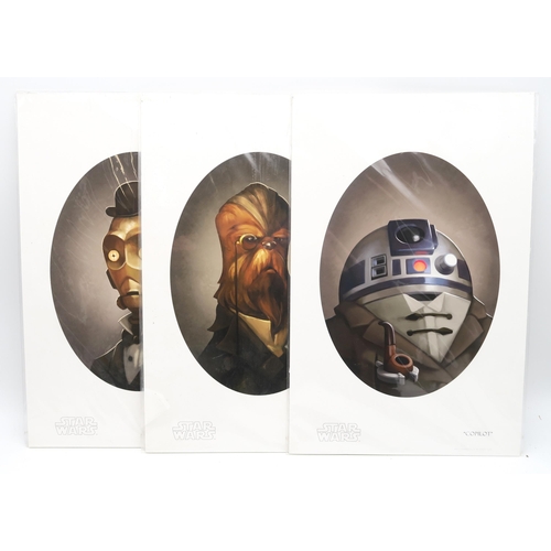 393 - A Kenner Star Wars Escape from the Death Star Game (2018 edition), three various Star Wars prints, S... 