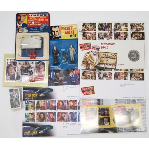 396 - A mixed lot of film, television and theatre memorabilia, to include a collection of signed comedy/th... 