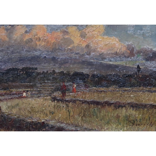 855 - EUGEN SÜRICH (GERMAN 1886-1941) SUNSET WALK Oil on board, signed lower right, 17... 