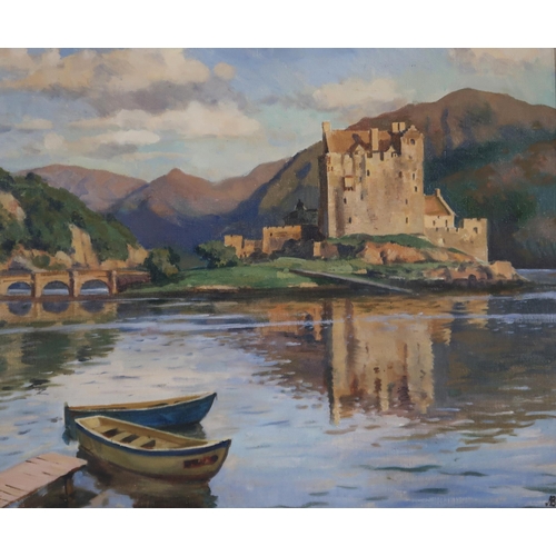 902 - VLADIMIR ABRAMOVICH LAPOVOK (RUSSIAN b.1933) EILEAN DONAN CASTLE Oil on canvas, signed low... 