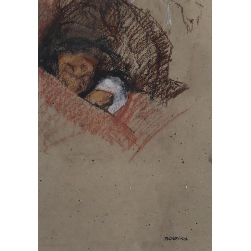 912 - ANNE ANDERSON (SCOTTISH 1874-1930) RESTING Charcoal on paper, signed upper right, 44 x 30c... 