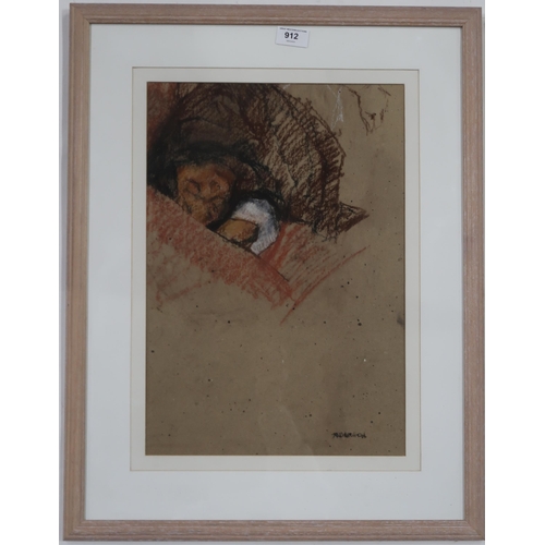 912 - ANNE ANDERSON (SCOTTISH 1874-1930) RESTING Charcoal on paper, signed upper right, 44 x 30c... 