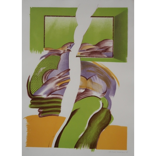 928 - MICHAEL ROSCHLAU (GERMAN b.1942) ABSTRACT IN YELLOW Lithograph, signed lower right, dated (19)66, 82... 