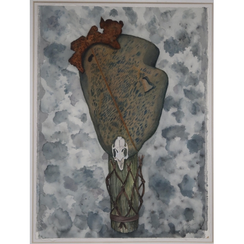 929 - SHEENA MCGREGOR (SCOTTISH CONTEMPORARY) SKULL Watercolour, signed lower right, 71 x 54cm  And NIGHT ... 