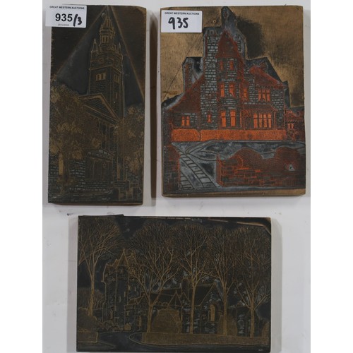 935 - A COLLECTION OF WOODBLOCKS REPRESENTING SCOTTISH BUILDINGS (3)
