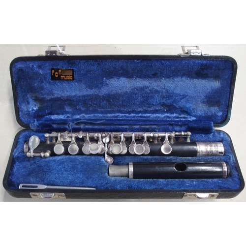 282 - A P.J. Hardy white metal mounted piccolo engraved 