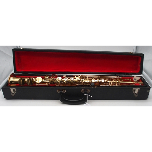 288 - C.G. CONN a white metal soprano saxophone  Made by C.G. CONN ELKHART IND. U.S.A. PATD. DEC. 8. 1914 ... 