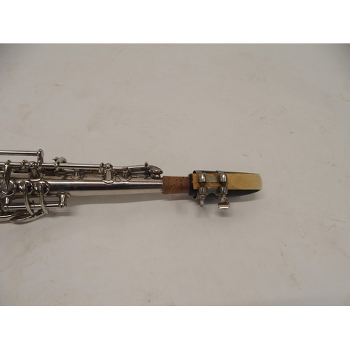 288 - C.G. CONN a white metal soprano saxophone  Made by C.G. CONN ELKHART IND. U.S.A. PATD. DEC. 8. 1914 ... 