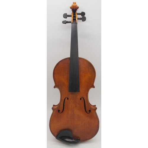 292 - H. MacPherson a two piece back violin 35cm bearing label to the interior H. MACPHERSON No. ** 1903 w... 