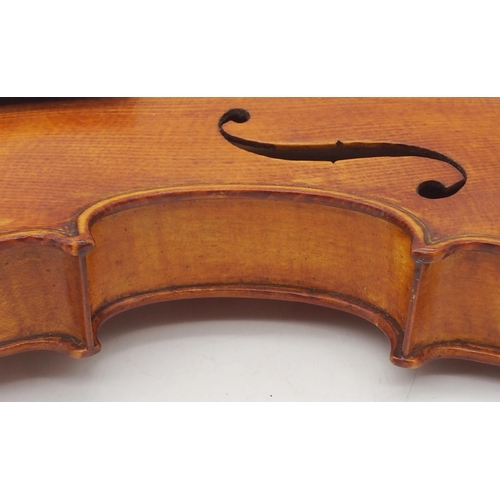 292 - H. MacPherson a two piece back violin 35cm bearing label to the interior H. MACPHERSON No. ** 1903 w... 