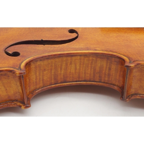 292 - H. MacPherson a two piece back violin 35cm bearing label to the interior H. MACPHERSON No. ** 1903 w... 