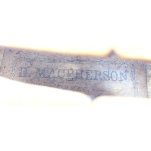 292 - H. MacPherson a two piece back violin 35cm bearing label to the interior H. MACPHERSON No. ** 1903 w... 