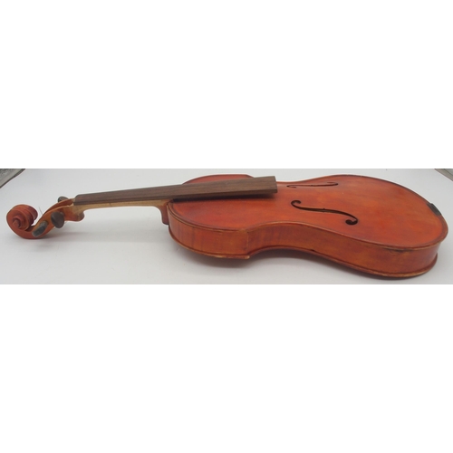 294 - ALEXANDER YOUNGSON a medieval style one piece back violin 35cm bearing label to the interior ALEXAND... 