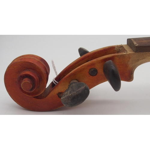 294 - ALEXANDER YOUNGSON a medieval style one piece back violin 35cm bearing label to the interior ALEXAND... 