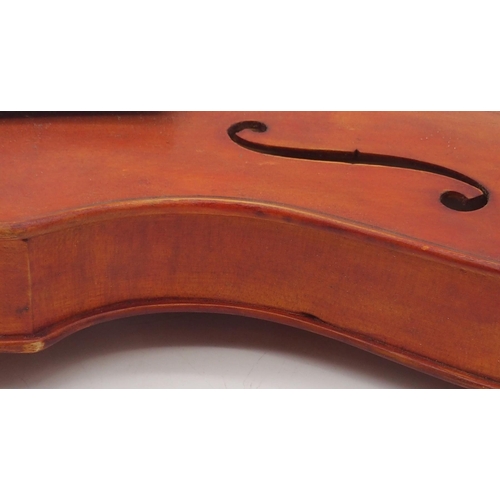 294 - ALEXANDER YOUNGSON a medieval style one piece back violin 35cm bearing label to the interior ALEXAND... 