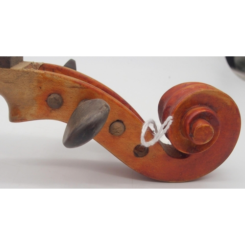 294 - ALEXANDER YOUNGSON a medieval style one piece back violin 35cm bearing label to the interior ALEXAND... 