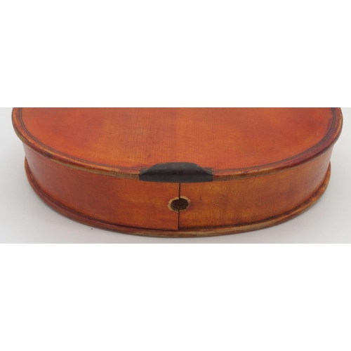 294 - ALEXANDER YOUNGSON a medieval style one piece back violin 35cm bearing label to the interior ALEXAND... 