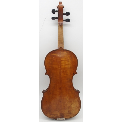 295 - A two piece back violin 35cm