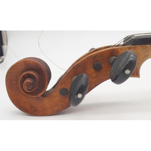 295 - A two piece back violin 35cm