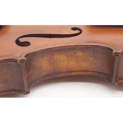 295 - A two piece back violin 35cm