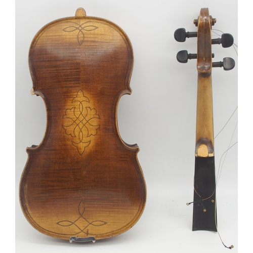 297 - A two piece back violin 35.5cm 