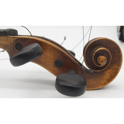 297 - A two piece back violin 35.5cm 