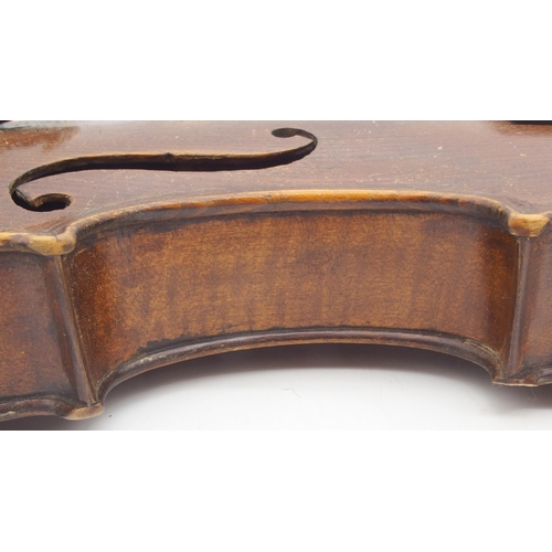 297 - A two piece back violin 35.5cm 