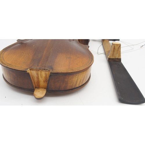 297 - A two piece back violin 35.5cm 