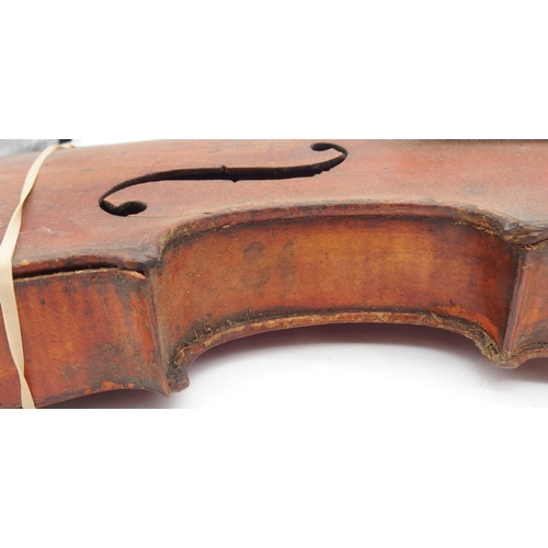 301 - A two piece back violin 35.5cm bearing label with inscription to the interior JOHN S. HARDIE MONTGOM... 