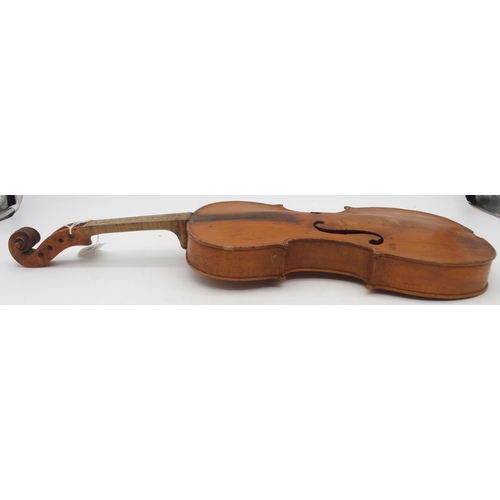 302 - A part one piece back violin 34cm 