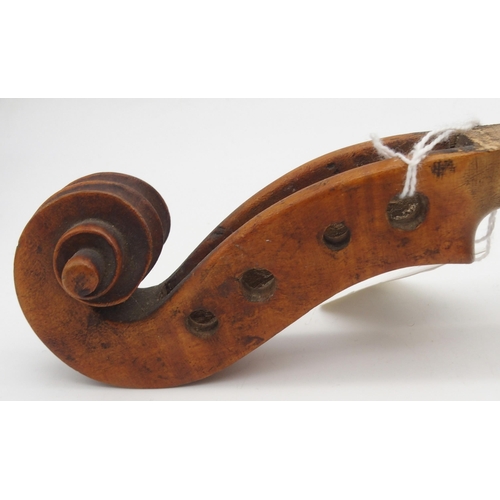 302 - A part one piece back violin 34cm 