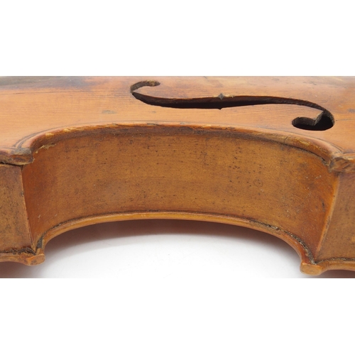 302 - A part one piece back violin 34cm 