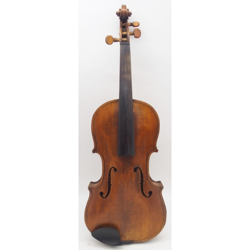 306 - A two piece back violin 35cm 